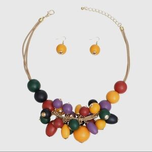 Multicolor Beaded Necklace and Earring Set